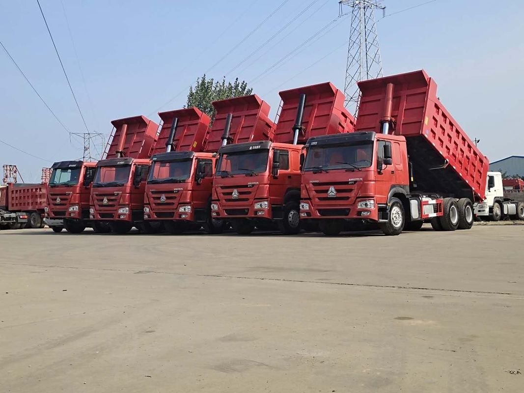 সেকেন্ড হ্যান্ড 371hp ডাম্প ট্রাক ব্যবহৃত হাওও 6x4 মাল্টিমিডিয়া সিস্টেমের সাথে ট্যাপার ট্রাক 10 চাকা